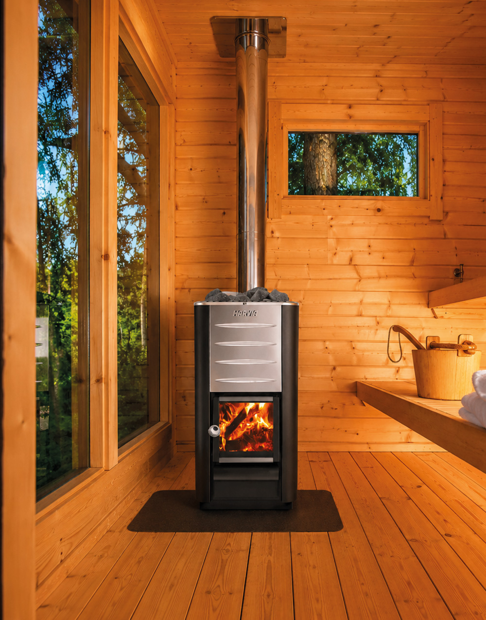 Outdoor sauna in a quiet garden setting